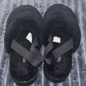 UGG Black Fluffy Slippers size 12